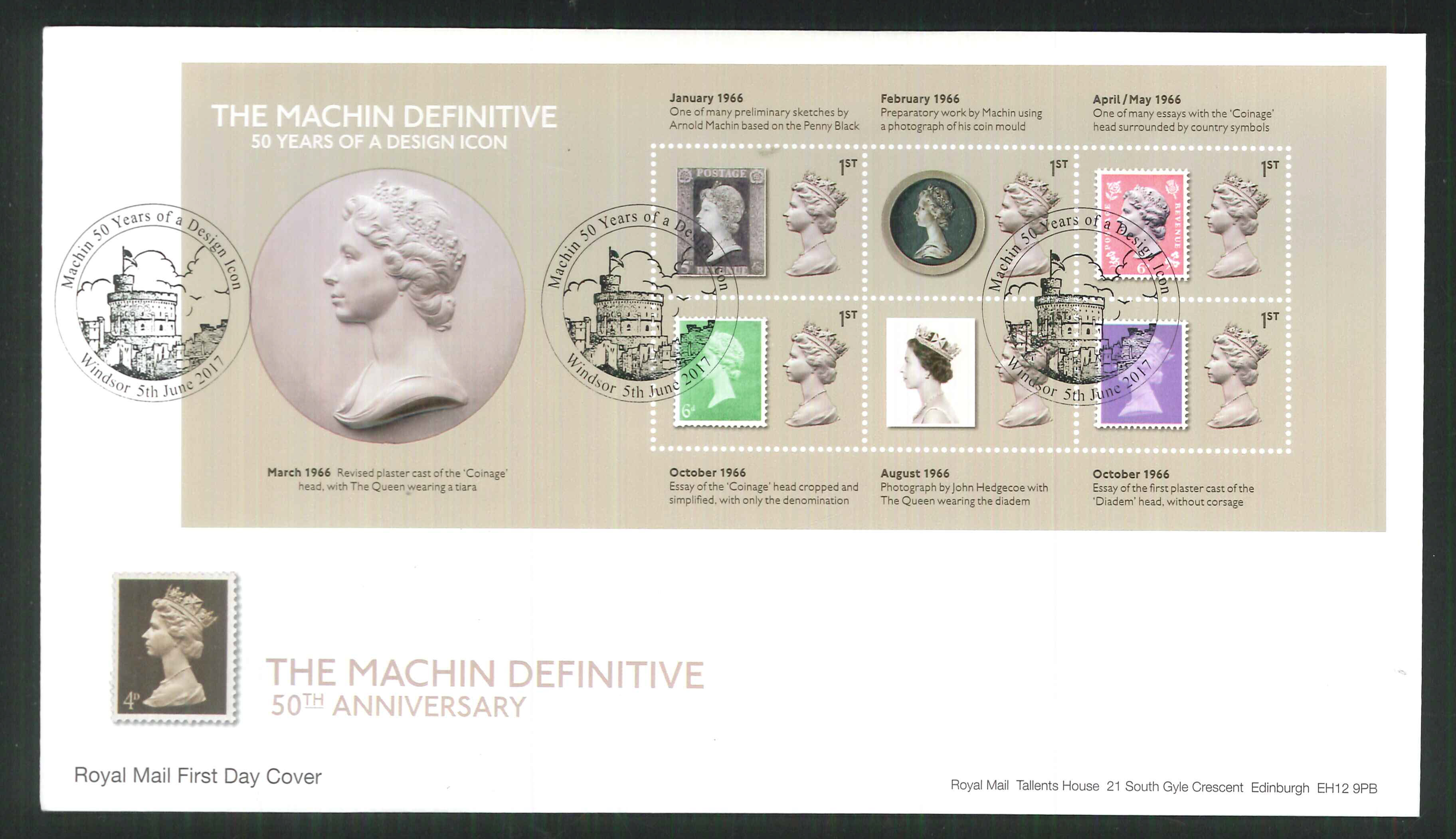 2017 - First Day Cover Machin Mini Sheet 6 1st Windsor Postmark